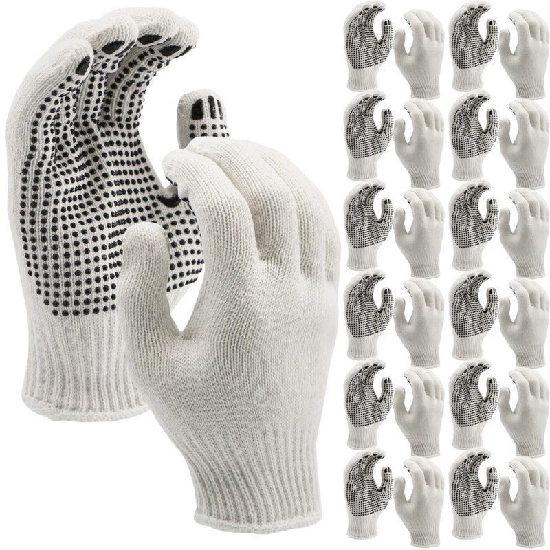 Knitted Polycotton Gloves with PVC Dots