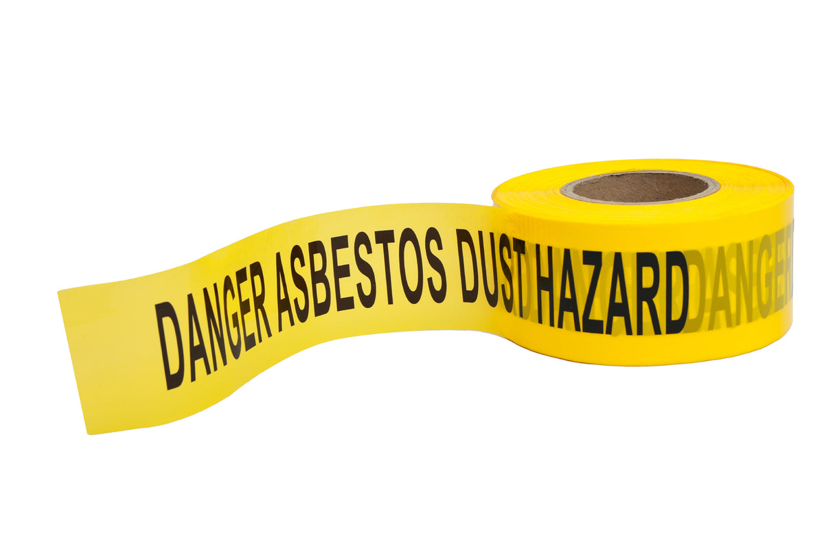 Danger Asbestos Dust Hazard Barrier Tape 75mm x 100m