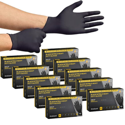 Black Nitrile XtraGuard Disposable Gloves Heavy Duty - Carton of 10