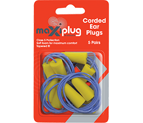 MaxiSafe MaxiPlug Corded Earplugs Blister Pack HEC670 - 5 Pairs