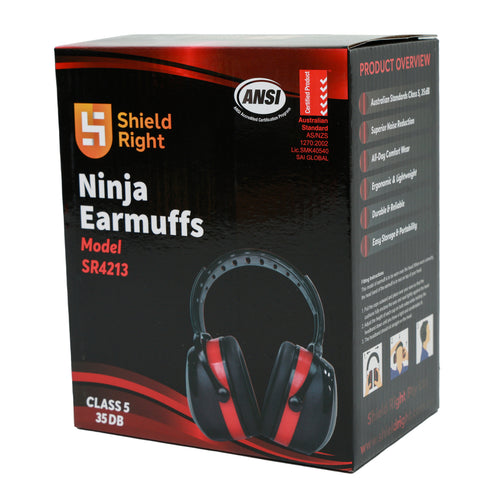 Shieldright Extreme Ninja Class 5 Earmuffs SLC80 34.6dB — AS/NZS 1270 Certified