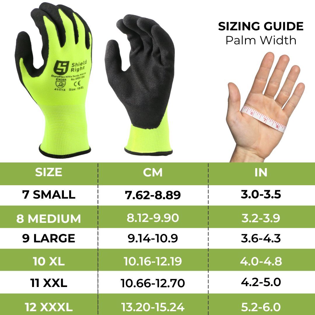 Shieldright DuraFlex HiVis Sandy Nitrile Coated Gloves