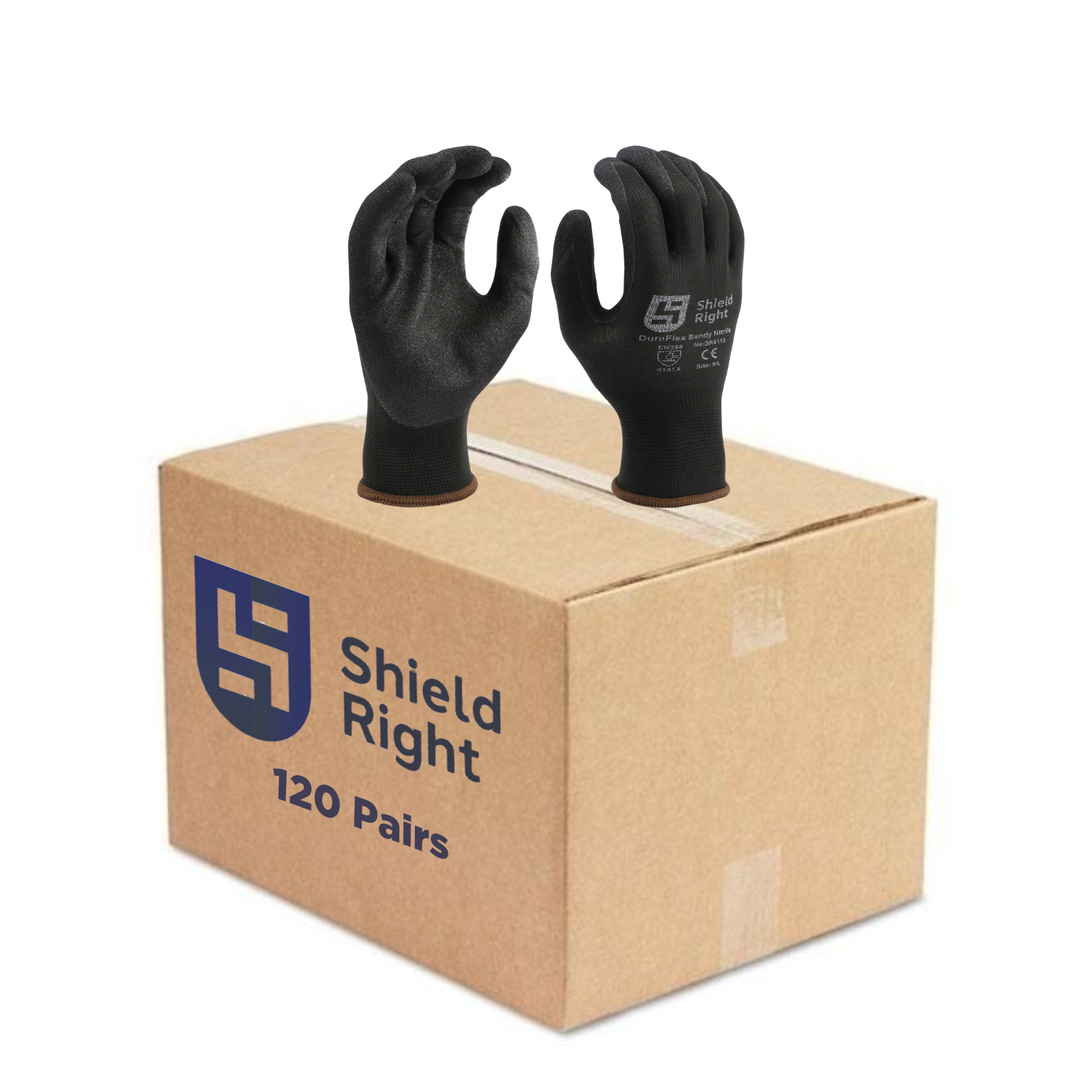 Shieldright DuraFlex Sandy Nitrile Coated Gloves - Carton of 120 Pairs