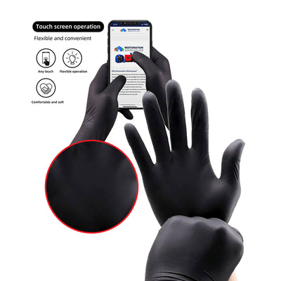Black Nitrile Powder-Free Disposable Gloves Heavy Duty Carton of 10 Boxes (100 Gloves per Box)