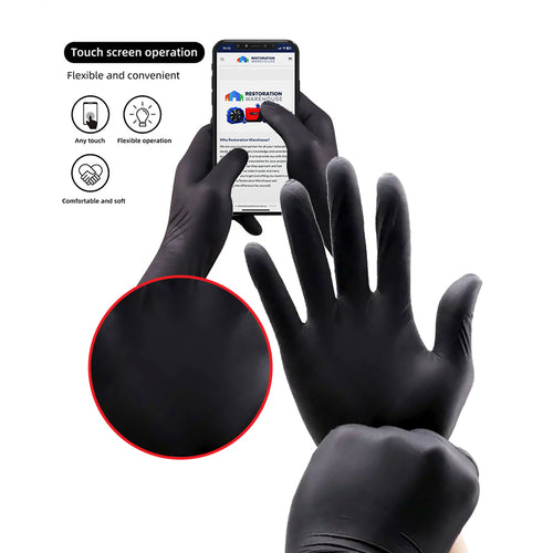 Black Nitrile Powder-Free Disposable Gloves Heavy Duty Carton of 10 Boxes (100 Gloves per Box)