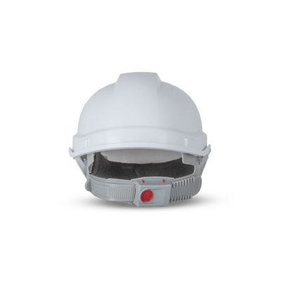 Industrial Safety Helmet with Push-Lock Harness - White
