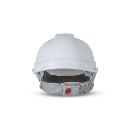 Industrial Safety Helmet with Push-Lock Harness - White