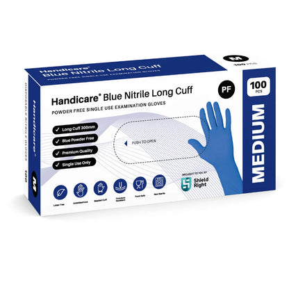 Blue Nitrile Long Cuff Powder Free Gloves