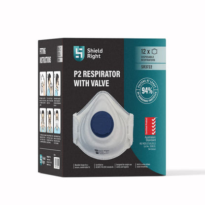 P2 Moulded Disposable Respirator Valved - 12 Pack