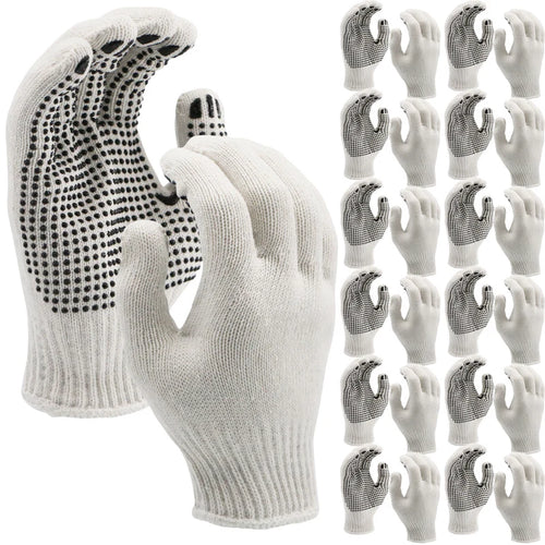Knitted Polycotton Gloves with PVC Dots - Carton of 120 Pairs — Safehaus PPE Australia