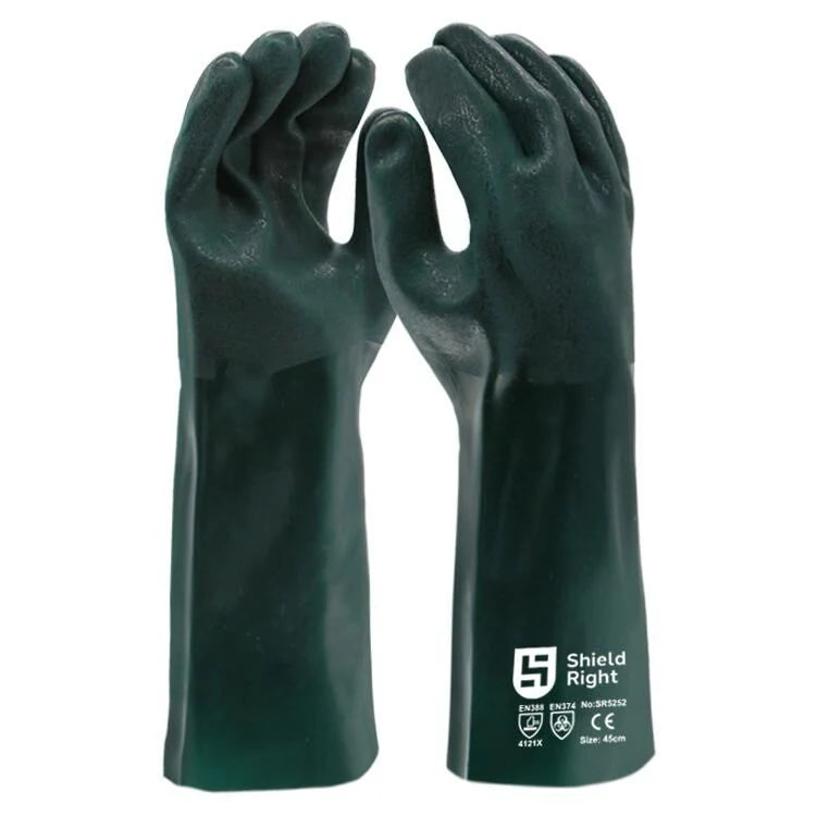 Double Dipped Green PVC Chemical Gloves