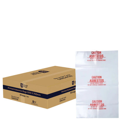 Printed Asbestos Disposal Bags 1100 x 700mm - Carton of 50