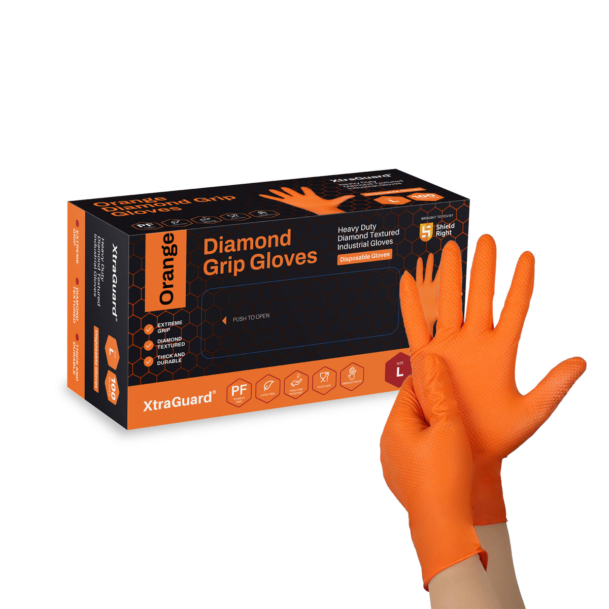 Diamond Grip Nitrile Gloves Disposable Powder Free | Box of 100